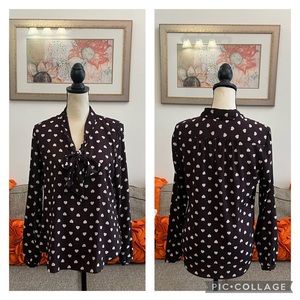 ❣️LOFT Heart Printed Bow Front Blouse❣️